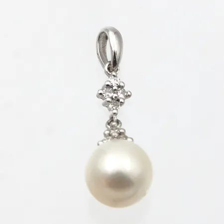 Helmiriipus timanteilla 7xn.0.01ct, korkeus 18mm, 585br valkokulta,  Paino: 0,7 g