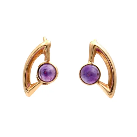 Kivikorvakorut, korkeus 17mm, Kupittaan Kulta, ruuvimekanismi, toisessa kivessä pientä kulumaa, 585br, Paino: 1,9 g