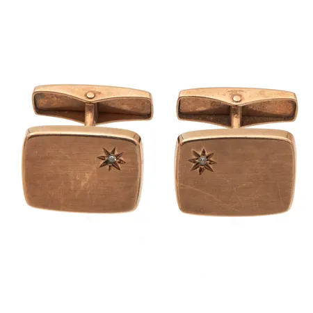 Kalvosinnapit timanteilla 2xn.0.01ct, kaiverrettu, mitat 17x13mm, 585br, Paino: 10,9 g