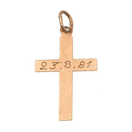 Risti-riipus, kaiverrettu, korkeus 21mm, 585, Paino: 0,2 g