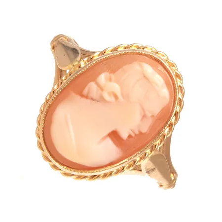 Came-sormus, kaiverrettu, koko 17½, 585br, Paino: 3,8 g