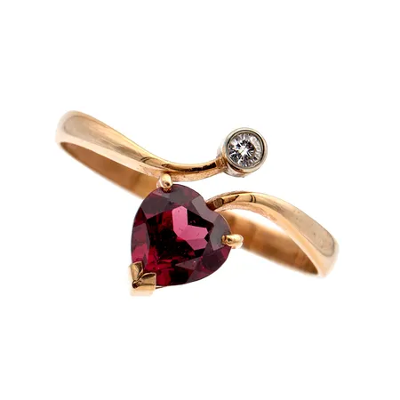 Kivisormus timantilla 1xn.0.02ct, koko 18, 585br, Paino: 1,9 g