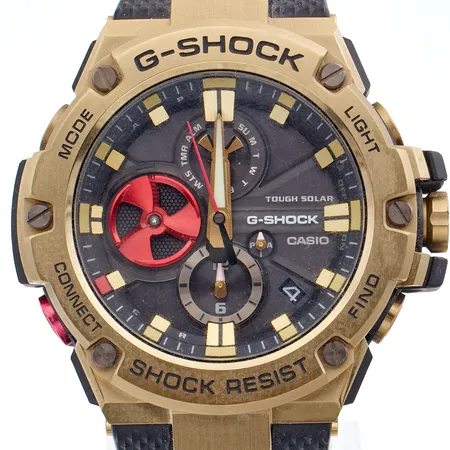 Teräsrannekello Casio G-Shock, Rui Hachimura Limited Edition, 5513 GST-B100, Ø 54 mm, Tough Solar, bluetooth-yhteys, muoviranneke, laatikko.