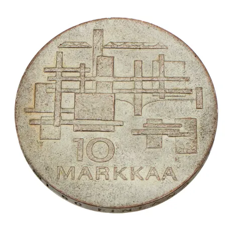 Juhlaraha, 10 markkaa, Itsenäinen Suomi 50 vuotta 1917 -1967, Suomi, 900, Paino: 23,9 g