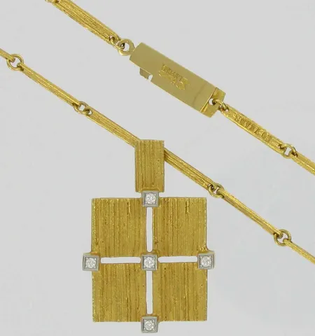 Timanttikaulakoru 4xn.0,04ct, pituus 42,5cm,  Lapponia, 750 paino 11,6g Vikt: 11,6 g