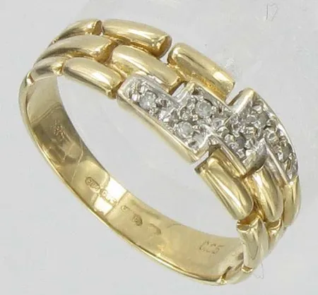 Timanttisormus 6xn.0,005ct, kaivertamaton, koko 17¾, 585, paino 2,9g Vikt: 2,9 g