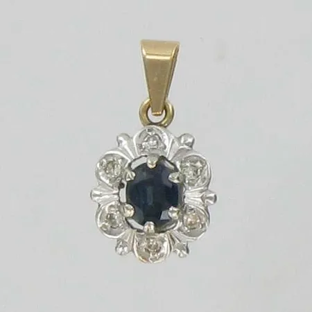 Sinisafiiririipus timanteilla 6xn.0.01ct, korkeus 1,6cm, 585br, paino 1,0g Vikt: 1   g