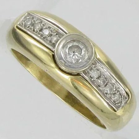 Timanttisormus 1xn.0.14ct 8xn.0.01ct, kaivertamaton, koko 18, 375, paino 5,1g Vikt: 5,1 g