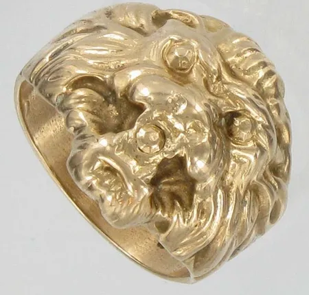 Leijonanpääsormus, kaivertamaton, koko 21½, 585, paino 14,7g Vikt: 14,7 g