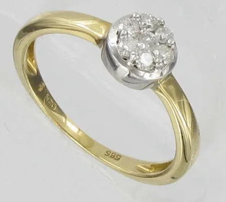 Timanttisormus 1xn.0.07ct 6xn0.03ct, kaivertamaton, koko 17, 585, paino 2,1g Vikt: 2,1 g