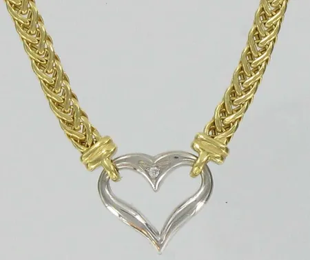 Timanttikaulakoru 1xn.0.005ct, pituus 45,0cm, 585, paino 7,4g Vikt: 7,4 g
