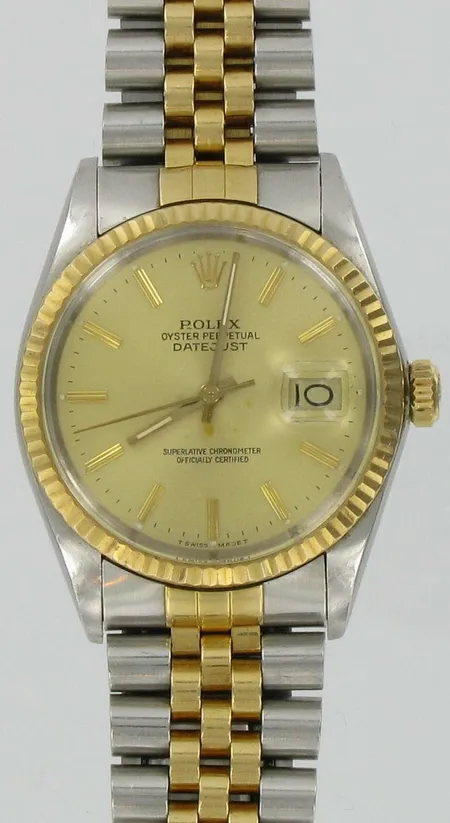 Miesten rannekello Rolex oyster perpetual datejust malli no.16013, sarjano.9379549, + hihnan lisäpala, kellotaulussa pieniä hapettumia