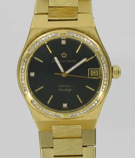 Miesten kultarannekello Eterna-Matic Kontiki Prestige, automatic, timantteja 80xn.0.005ct,  750br, paino 170,4g Vikt: 170,4 g