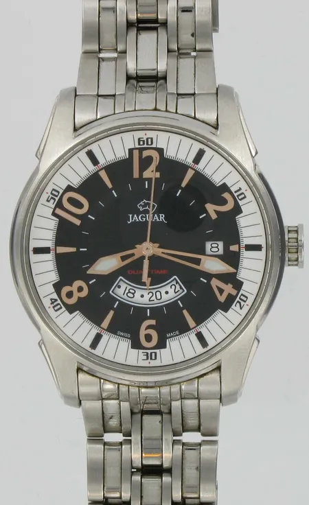 Miesten teräsrannekello Jaguar Dual time J627, quartz, lasissa pieniä naarmuja, ei patteria