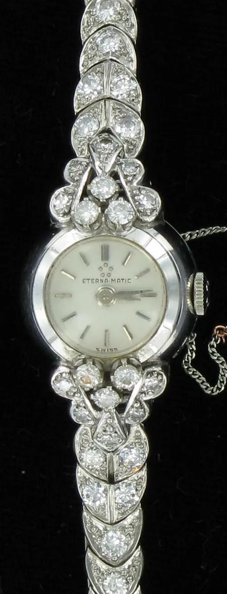 Naisten Kultarannekello Eterna Matic timanteilla automatic, 24xn.0,05ct, 10xn.0,02-0,03ct, kaivertamaton, 750vk, paino 30,6g Vikt: 30,6 g