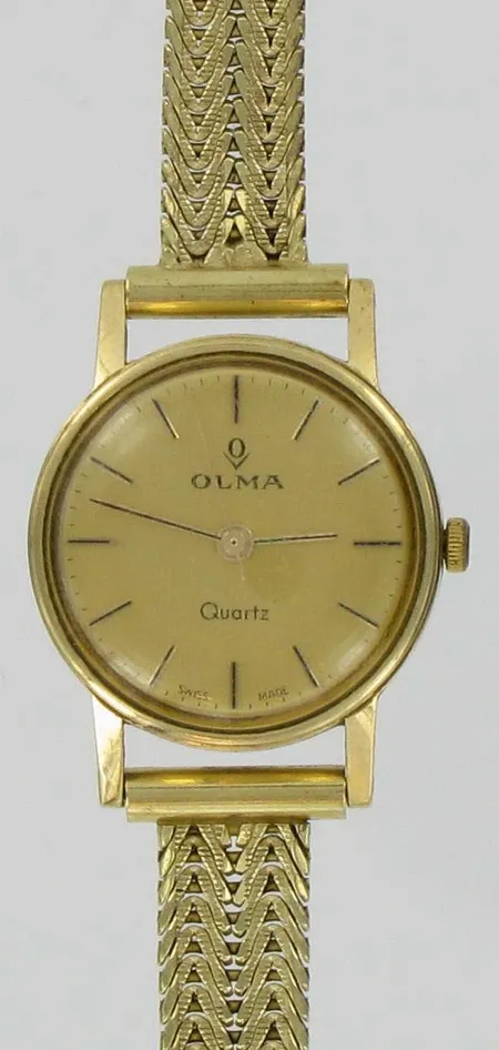 Naisten kultarannekello Olma quartz, naarmuilla, 585br, paino 30,9g Vikt: 30,9 g