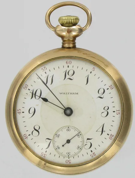 Kullattu taskukello Waltham 17 jewels, koneistonnumero 13449970, mekaaninen, viallinen