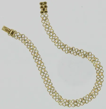 Ranneketju, pituus 20,0cm, kulunut, 585, paino 7,8g Vikt: 7,8 g