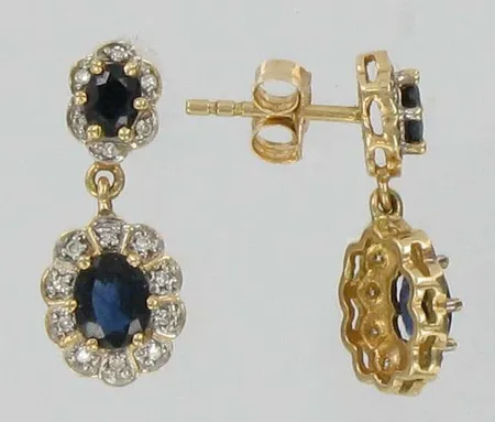 Timanttikorvakorut sinisafiireilla, 16xn.0,005ct, 585br, paino 2,0g Vikt: 2   g