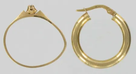 Korvakoru ja timanttisormus, 1xn.0,005ct, viallisia, 585, paino 2,0g Vikt: 2   g