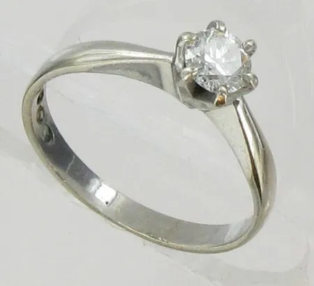 Timanttisormus, 1xn.0,28ct, kaivertamaton, koko 16, 585vk, paino 1,9g Vikt: 1,9 g