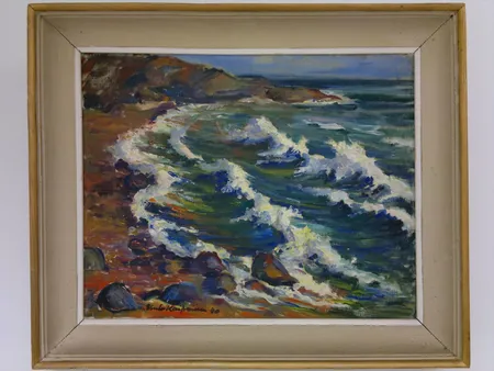 Öljyvärimaalaus, 39x49cm, Merimaisema,  sign. Unto Kaipainen -40