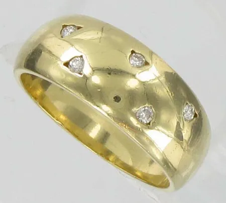 Timanttisormus 5xn.0,01ct, kaivertamaton, koko 17, 750, paino 7,3g Vikt: 7,3 g