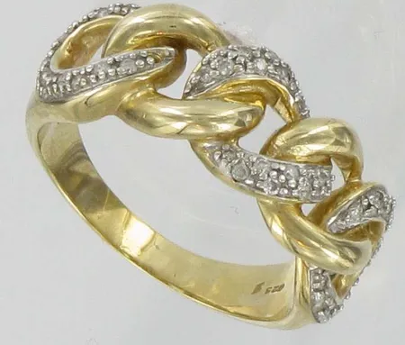 Timanttisormus, 41xn.0,005ct, kaivertamaton, koko 19, 585, paino 7,1g Vikt: 7,1 g