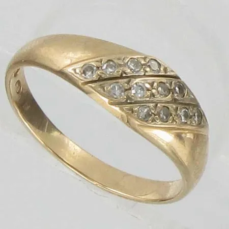 Timanttisormus, 12xn.0,005ct, kaivertamaton, koko 16, 585, paino 2,0g Vikt: 2   g