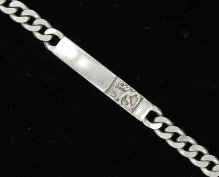 Laattaranneketju, kaivertamaton, pituus 21,0cm, 830, paino 22,2g Vikt: 22,2 g