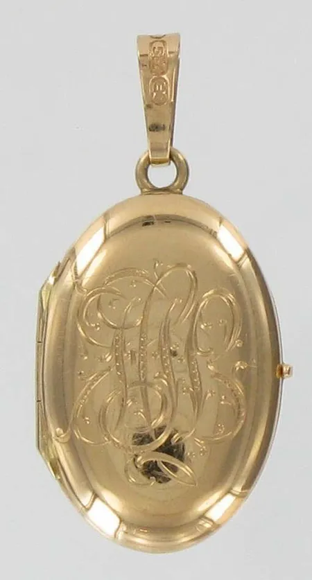 Medaljonki, kaiverrettu, 585, paino 3,2g Vikt: 3,2 g