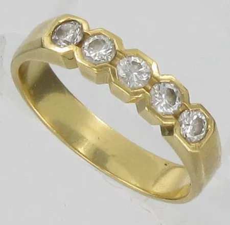 Timanttisormus 5xn.0.08ct, kaivertamaton, koko 17, 750, paino 3,8g Vikt: 3,8 g