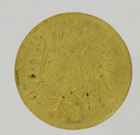 Kultaraha, Itävalta v.1897, 20 coronaa, 900, paino 6,8g Vikt: 6,8 g