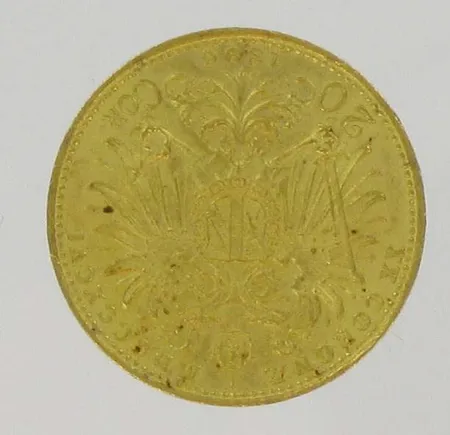 Kultaraha, Itävalta v.1896, 20 coronaa, 900, paino 6,8g Vikt: 6,8 g