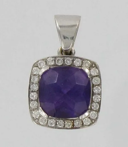 Ametistiriipus, timanteilla, 24x0.01ct, 750vk, paino 6,2g Vikt: 6,2 g