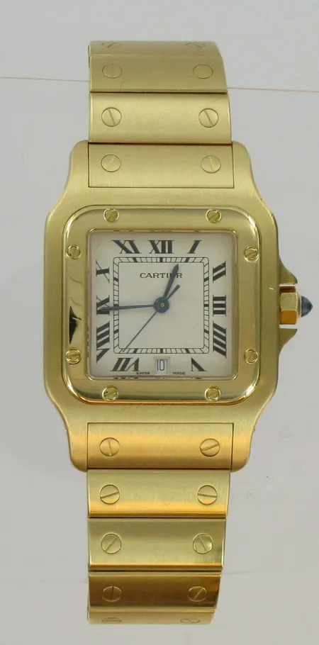 Miesten kultarannekello Santos de Cartier kultarannekkeella, quartz, 750br, paino 120,2g Vikt: 120,2 g