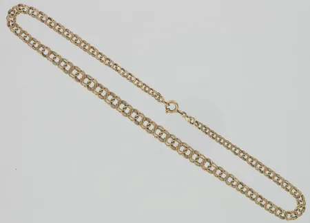 Bismarckkaulaketju, pituus 36cm, hieman vääntynyt, 585, paino 11,6g Vikt: 11,6 g