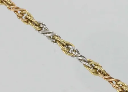 Kaulaketju, kolmiväri, pituus 45,0cm, 585, paino 11,3g Vikt: 11,3 g