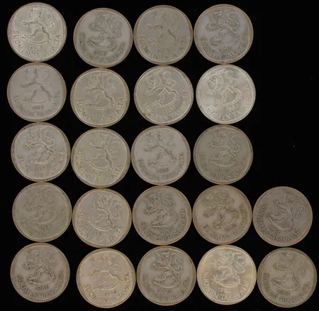 22 Suomen markkaa, 1964-1967, 350/1000 puhdasta hopeaa, paino 141,2g Vikt: 141,2 g