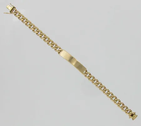 Panssariranneketju laatalla, pituus 21,0cm, kaivertamaton, laatan reunassa pieni naarmu, 585, paino 26,1 Vikt: 26,1 g