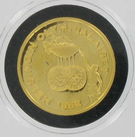 Kultamitali, Helsingin Olympialaiset 1952, numero 000179, 999, paino 12,0g Vikt: 12   g