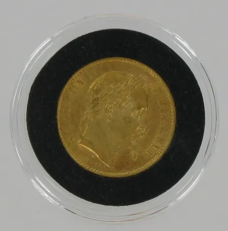 Kultaraha, Euroopan Kulta-aarre, 20 Frangia, Ranska, vuodelta 1866, 900, paino 6,4516g Vikt: 6,4 g