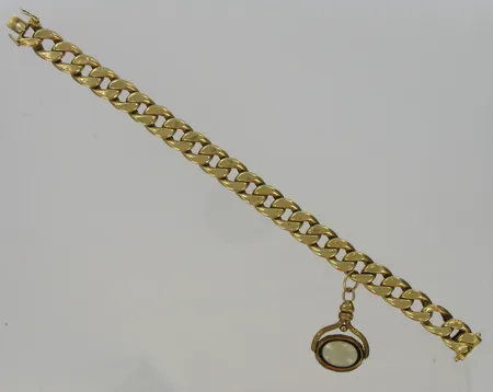 Panssariranneketju, ontto, pituus 22,0cm, viallinen, pronssiriipuksella, 750, paino 27,3g Vikt: 27,3 g