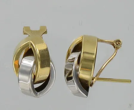 Korvakorut keltakulta/valkokulta, korkeus 17mm, 750, paino 4,4g Vikt: 4,4 g