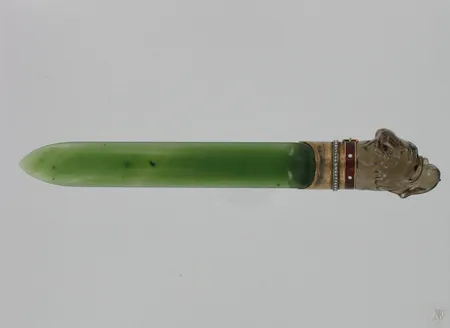 Kirjeveitsi Fabergé leimalla H.W., aitoustodistus christie´s, veitsen pituus 185mm