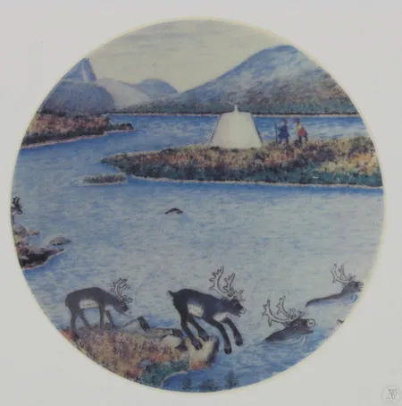 Seinälautanen, A. Alariesto, Arabia, Ø120mm, Valtakuntien rajapyykki nro 18, 1983
