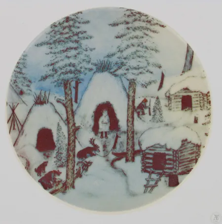 Seinälautanen, A. Alariesto, Arabia, Ø120mm, Kotakylä talvella nro 13, 1981