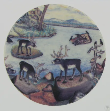 Seinälautanen, A. Alariesto, Arabia, Ø120mm, Inarijärven rannalla nro 20, 1983