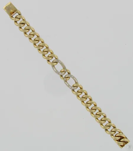 Panssariranneketju timanteilla 10xn.0.02ct, pituus 180mm, 585, paino 72,6g Vikt: 72,6 g