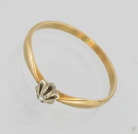 Timanttisormus 1xn.0.005ct, koko 17½, 585, paino 1,3g Vikt: 1,3 g